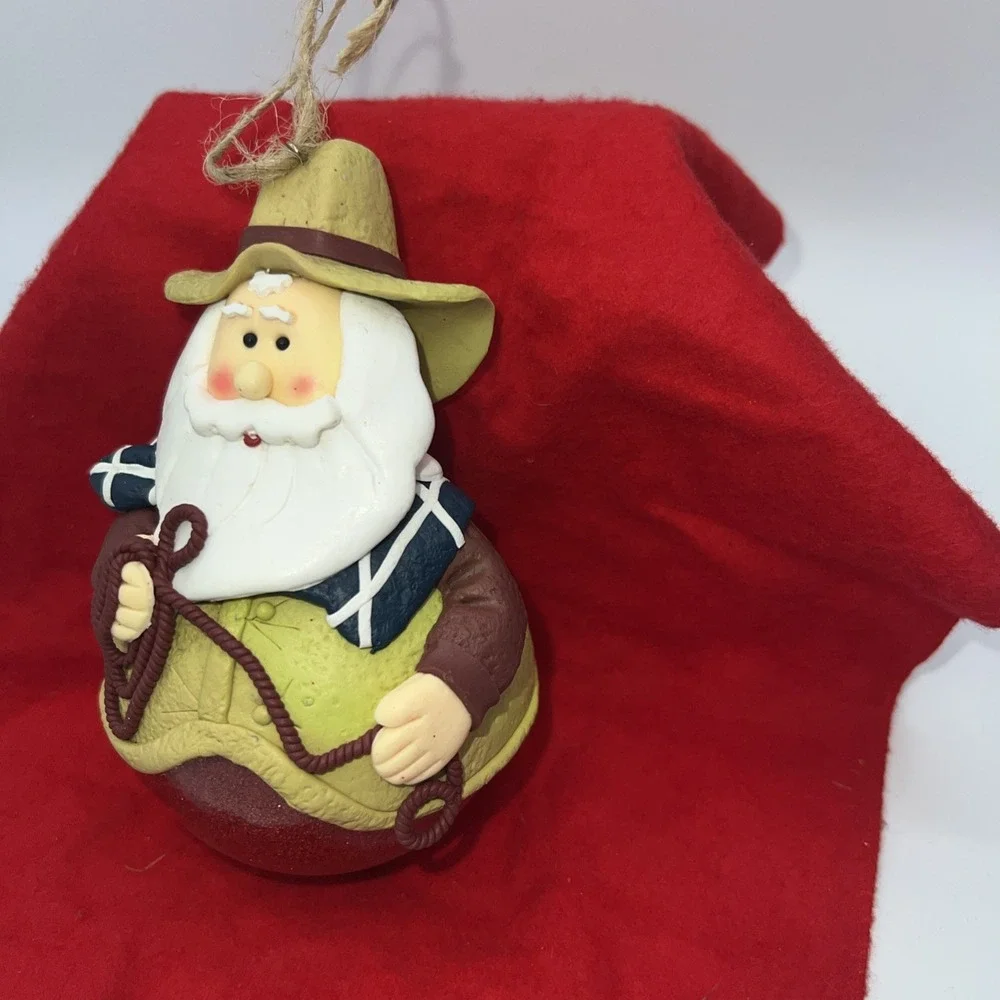 Cowboy Santa Claus Round up Christmas Ornaments 5